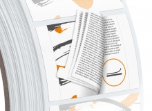 Booklet labels for flat containers - with grip tab